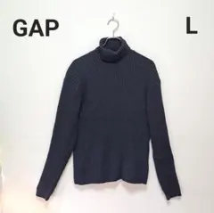 GAP ギャップ 無地 長袖 ニット タートルネック グレー L セーター