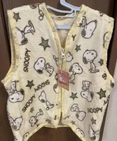 スヌーピー ベスト チョッキ 黄色 もこもこ　キッズ　100 120
