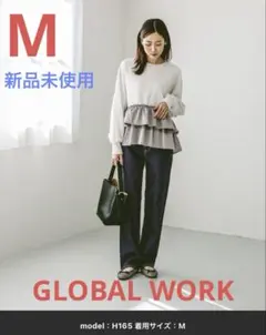 グローバルワーク　ドッキングプルオーバー　異素材フリル切替　M