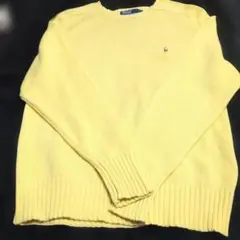 （ラルフローレン）ワンポイント刺繍コットンニットイエローM size★