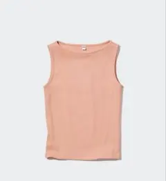 ユニクロ　リブボートネックノースリーブT