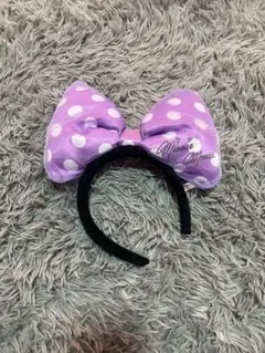 ミニーちゃん 紫色 水玉 リボン カチューシャ