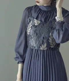 ネイビー 結婚式 ワンピース