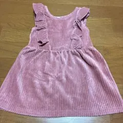 ベビー服　コーデュロイ ピンク フリル ワンピース チュニック　80cm