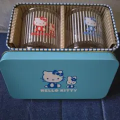 HELLO KITTY ストライプ柄グラス 2個セット　缶ケース　2003年