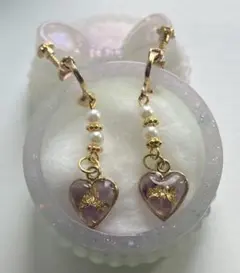 《オルゴナイトイヤリング》－天然石:アメジスト　No33