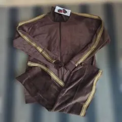 新品ワークマン ベロア セットアップ トラックジャケット パンツ ブラウン LL