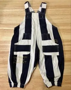 【BREEZE】デニム生地　ストライプ オーバーオール 90サイズ
