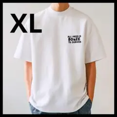 夏秋で大活躍!!　Tシャツ!(白)　ホワイト　極厚　XL　ビールロゴ