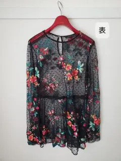 ZARA 花柄刺繍 シースルー ドット柄 オケージョン