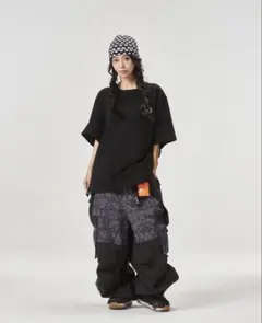 MASONPRINCE ナイロン カーゴパンツ ワイド グレー ウエストゴム