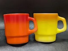 Fire-King スタッキングマグ オレンジ 2個セット - メルカリ
