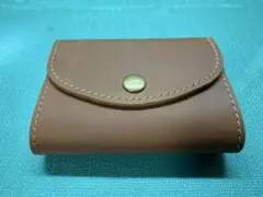 レザー カードケース ブラウン スナップボタン