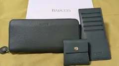 未使用　BARCOS ラウンドファスナー長財布3点セット牛革/レザー　グリーン