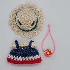 【トータルコーディネートセット】5cm小型ドール　ハンドメイド　かぎ針編み
