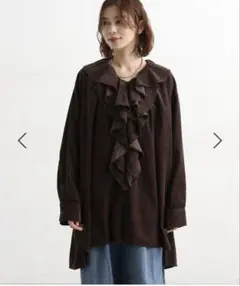 【金原広和さんコラボ】細コールアソートフリルチュニックシャツ