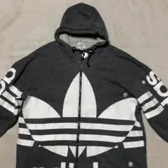80年代 デサント製 adidas ビッグトレフォイルロゴ フルジップパーカー