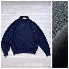 90s〜 シルク100% ニットポロ XL 黒 ブラックのサムネイル