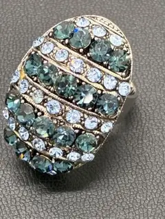 オーバル型 青系クリスタルリング