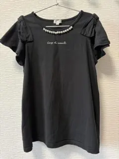 any FAM パール付き フリル袖 Tシャツ 黒 150のサムネイル