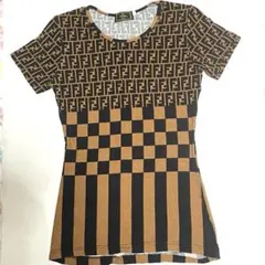FENDI フェンディ ズッカ柄 半袖 Tシャツ カットソー ブラウン