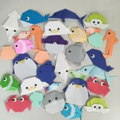 夏の壁面飾り【海の生き物】魚釣りゲームにも☆32匹　折り紙のサムネイル