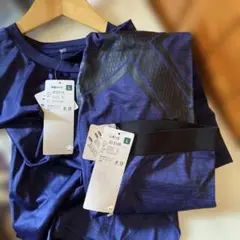 ネイビー トレーニングトップス Lサイズ　Tシャツとレギンスセット