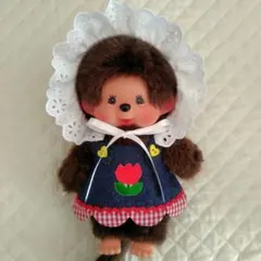 モンチッチSサイズ向け♪ハンドメイドボンネット&ジャンパースカートチューリップ