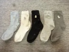 犬刺繍のカジュアルソックス5足セット