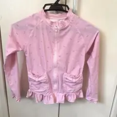 メゾピアノ　140 ピンク リボン柄 ラッシュガード