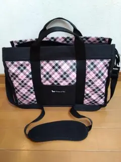 ピンクチェック柄 書道バッグ