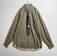 ネクタイシャツ 柄シャツ 総柄 幾何学模様 L ネクタイ シルク 新品 タグ付き