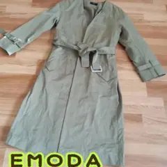 EMODA オリーブグリーン ノーカラートレンチコート Fサイズ
