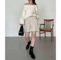 【新品】capricieux le'mage ピンタックショートパンツ　エクリュ