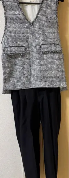 qualiteツイード Vネックジレとla.f...パンツのセットアップ
