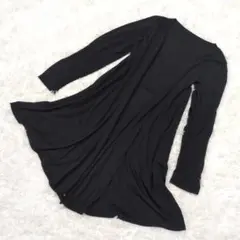 【ロペピクニック】ブラック 長袖カーディガン ロング丈 38(M) ボタン無し