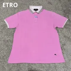 ETRO エトロ メンズ L ポロシャツ ピンク 無地 半袖 夏服 半そで 夏のサムネイル