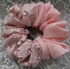 シュシュ(ジョーゼット×レース)⭐ハンドメイド