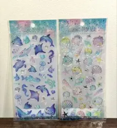 【2枚セット】海の生き物★貝殻★ジュエリーシール