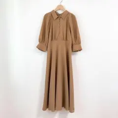 【美品】リリアンカラット＊パフスリーブ ロング フレア シャツ ワンピース 2
