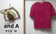 【and A】ビビッドピンク 半袖 Tシャツ ラウンドネック　日本製のサムネイル