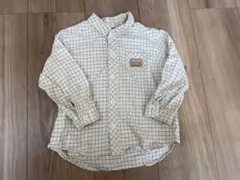 ファミリア　90cmチェック柄長袖シャツ 車の刺繍付き