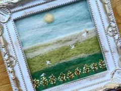 ✽.* 絵画・美しの里・小鳥遊(たかなし)の森の風景… 羊毛フェルトフレー厶✽