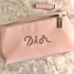 【新品未開封】ディオール ビジューロゴ♡ ピンク スムースレザー BIG ポーチ