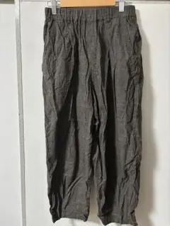 self＋serviceメンズMリネン サルエルパンツ ダークグレー