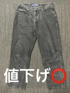 値下げ️⭕️ bluenotes ブラックデニム リラックスストレートレッグ バギー