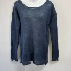 ベネトン　ダークブルー 長袖モヘアニットセーター