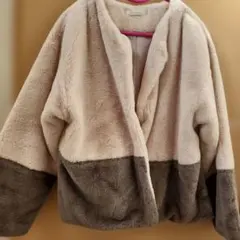 Lunaction ベージュ・ブラウン ファーコート Lサイズ