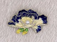 【未使用】ブローチ 花 ブルー シノワズリ アンティーク風 ビジュー 和装