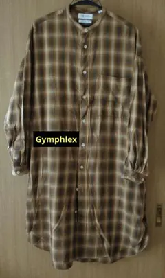美品 ジムフレックス 1,8万円 バンドカラーシャツ ブラウス Gymphlex 